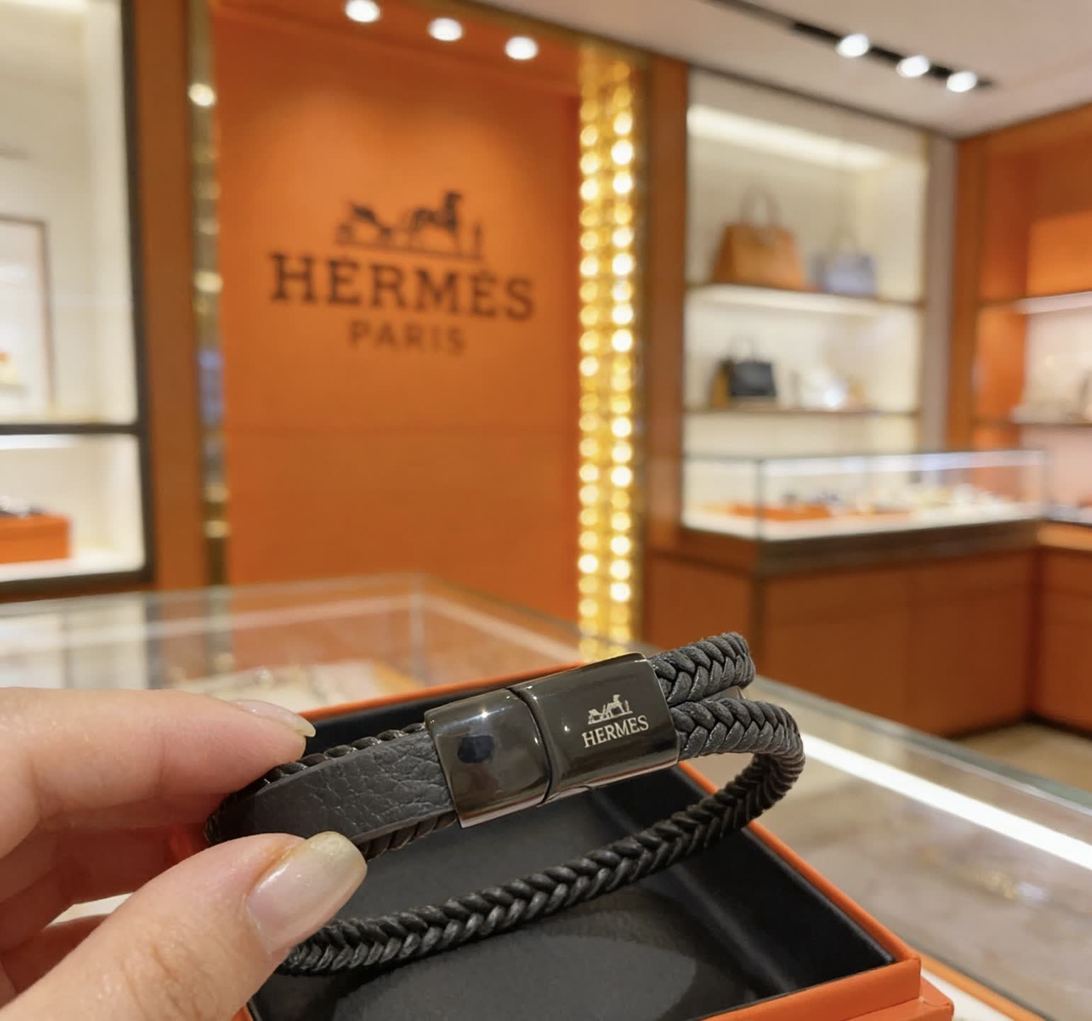 Hermes Hermès Paris Braided Leather Bracelet
