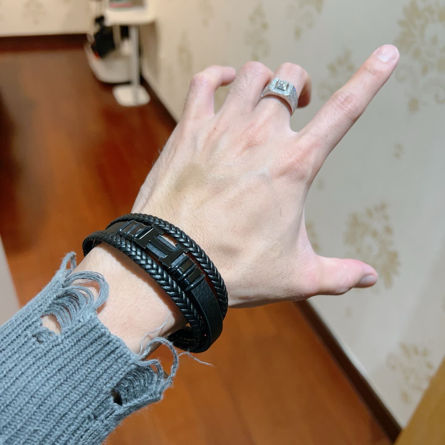 Hermes Hermès Paris Braided Leather Bracelet