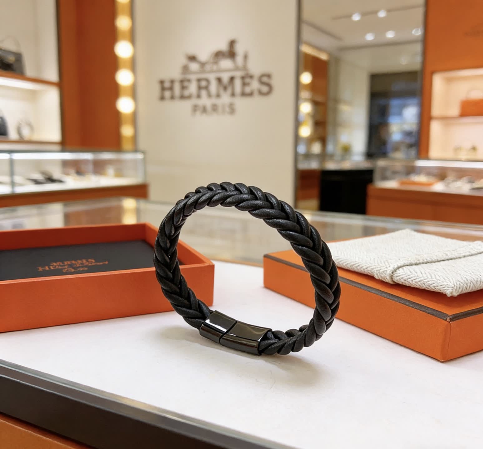 Hermes Hermès Paris Braided Leather Bracelet Hermes Hermès Paris Braided Leather Bracelet