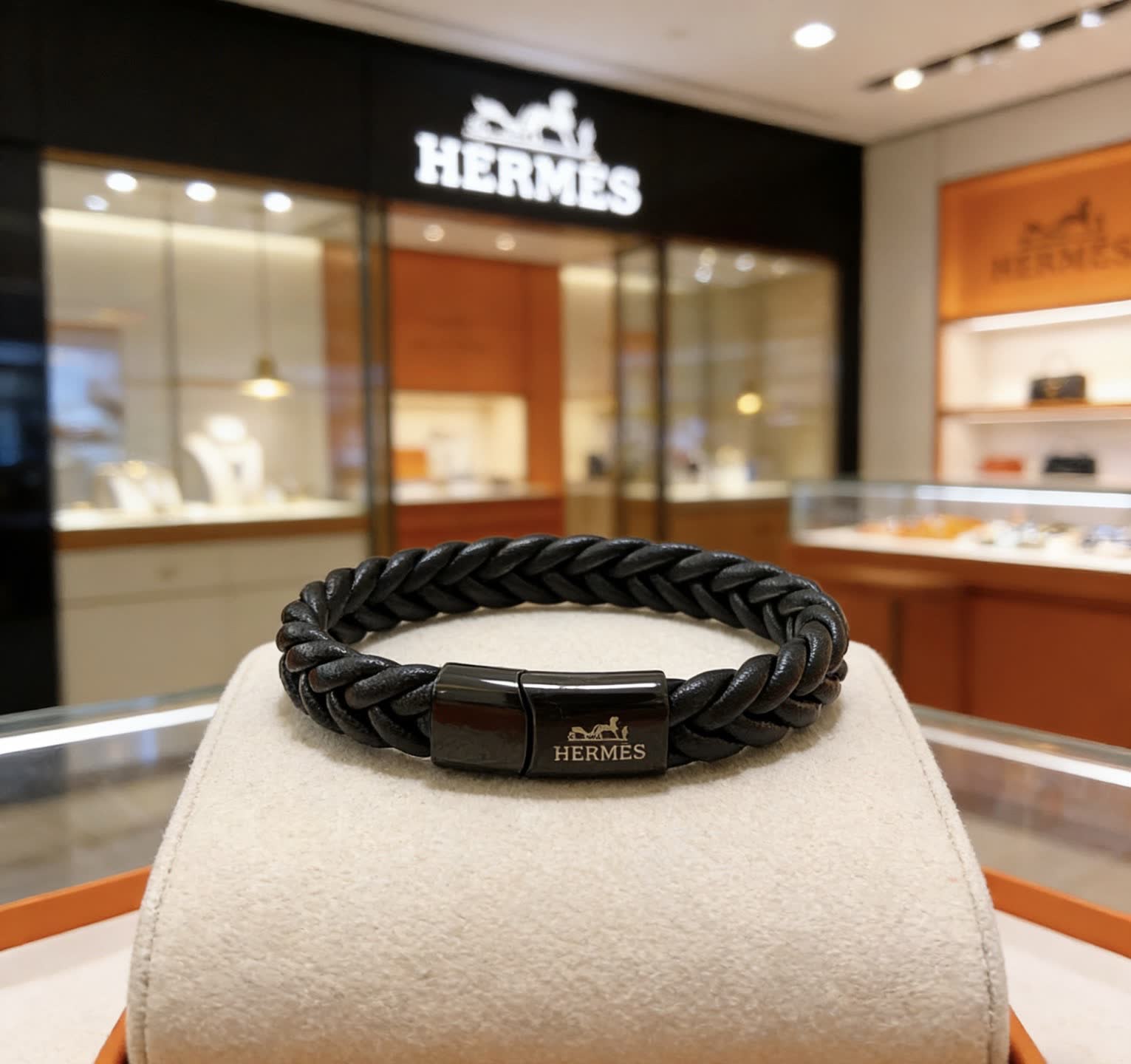 Hermes Hermès Paris Braided Leather Bracelet