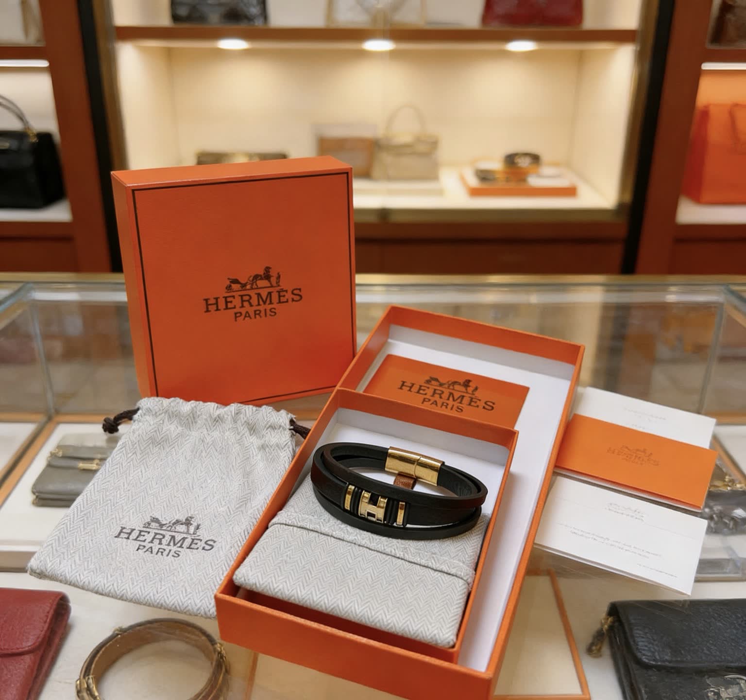 Hermes Hermès Paris Leather Bracelet Hermes Hermès Paris Leather Bracelet