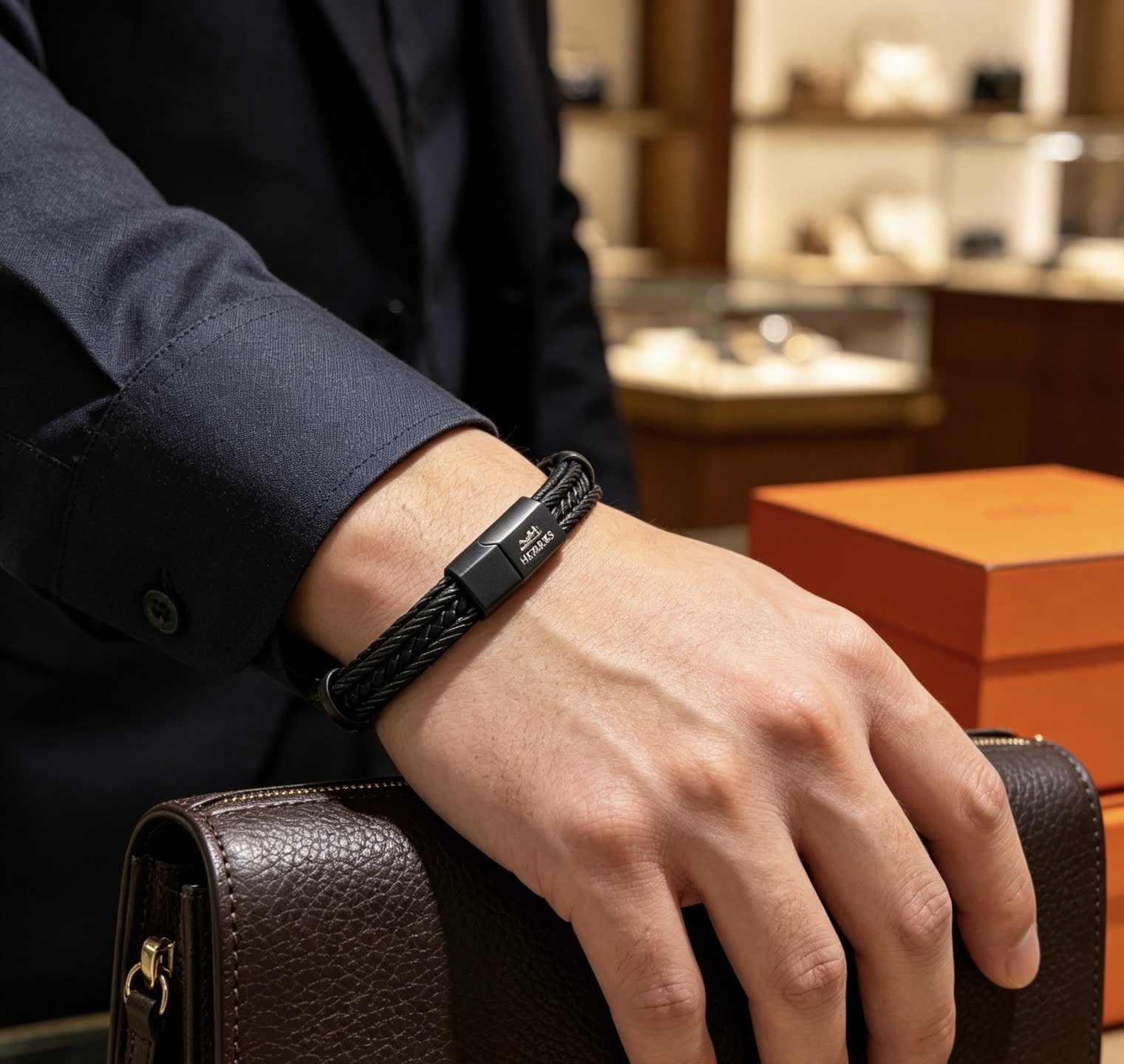 Hermes Hermès Black Leather Bracelet