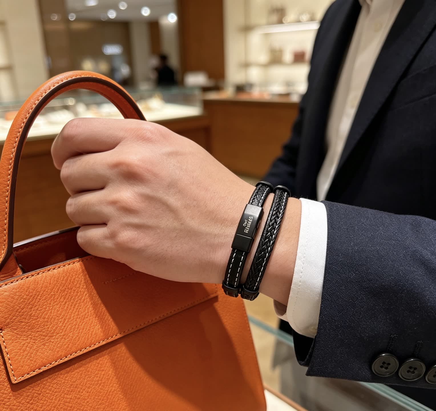 Hermes Hermès Black Leather Bracelet