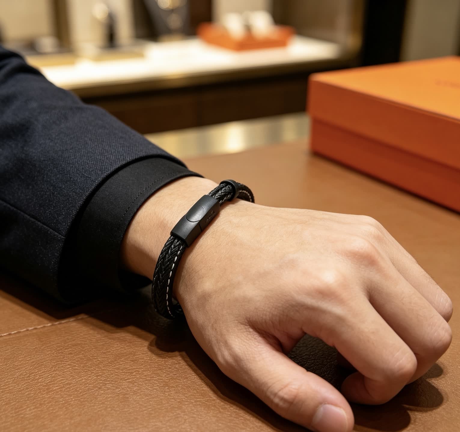Hermes Hermès Black Leather Bracelet