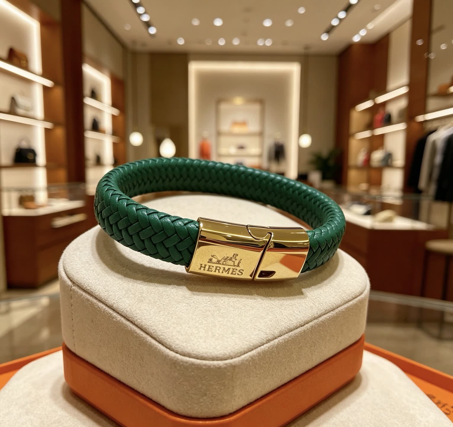Hermes Hermès Green Leather Bracelet