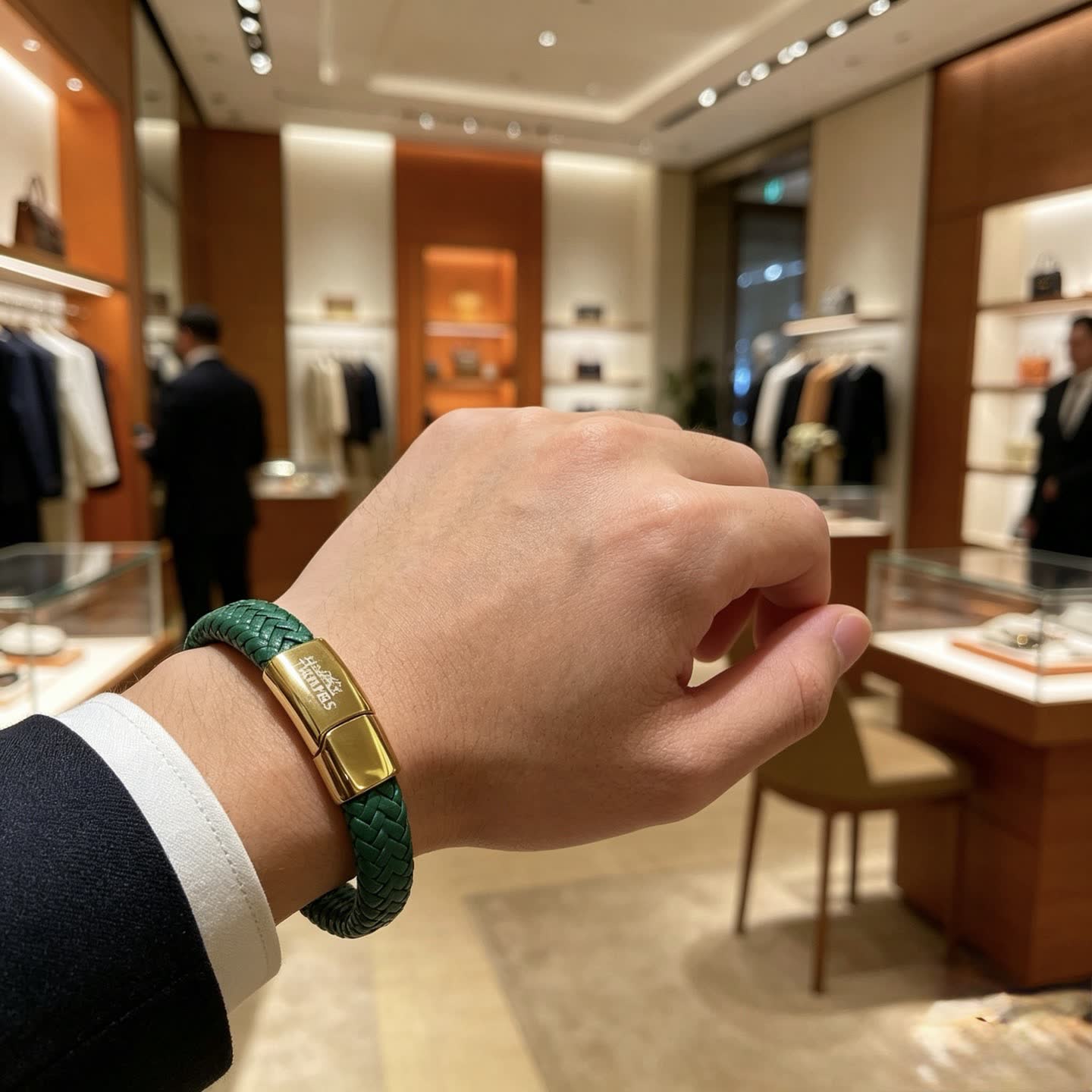 Hermes Hermès Green Leather Bracelet