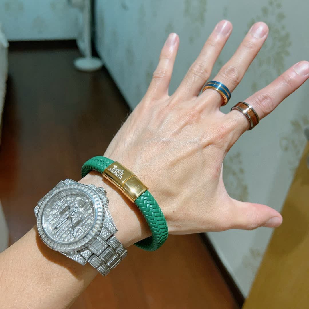 Hermes Hermès Green Leather Bracelet