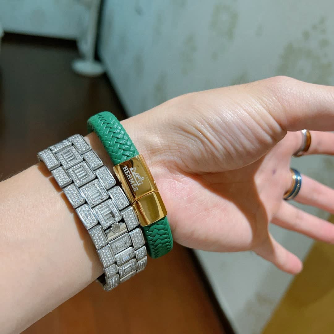 Hermes Hermès Green Leather Bracelet
