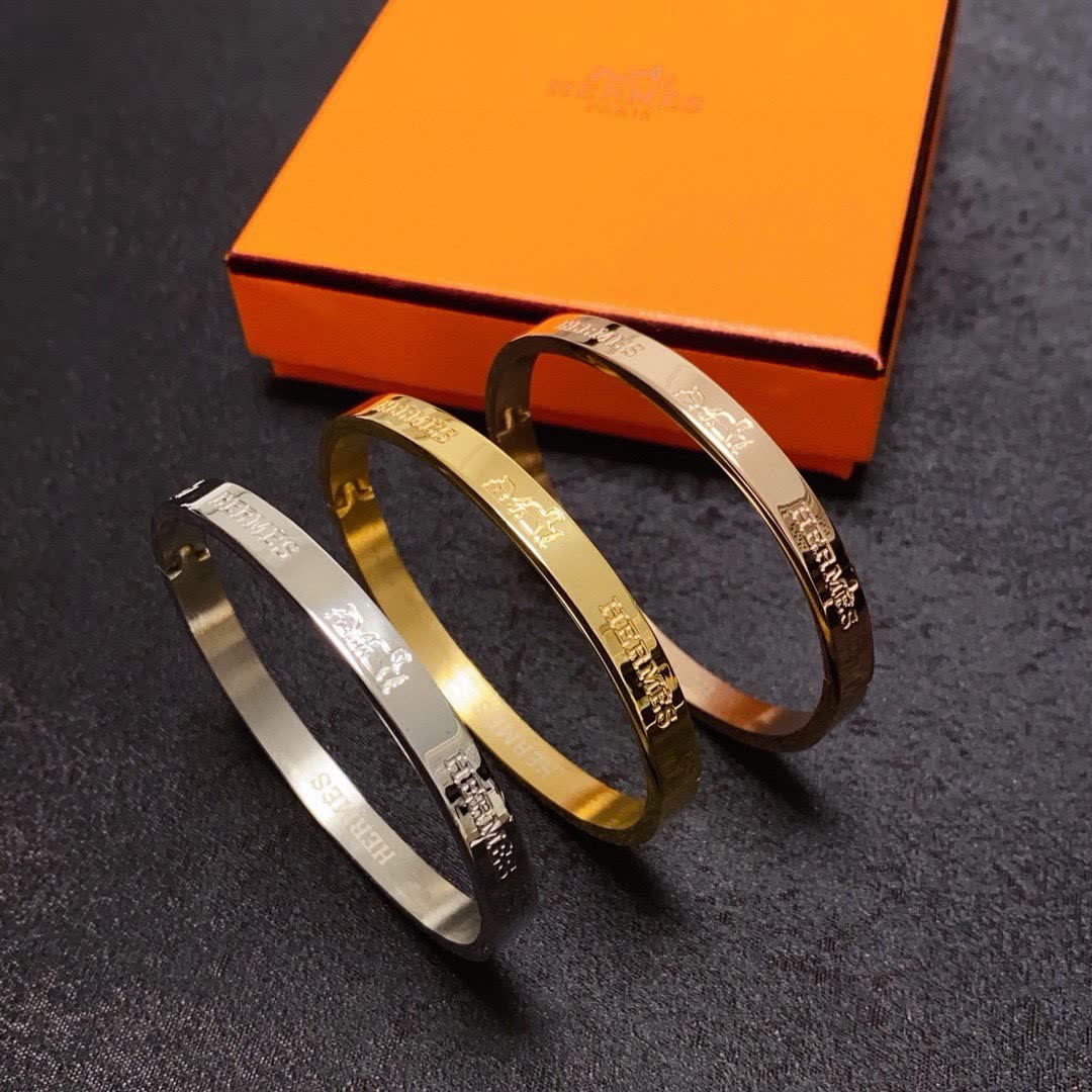 Hermes Hermès Engraved Bangle Bracelets Hermes Hermès Engraved Bangle Bracelets