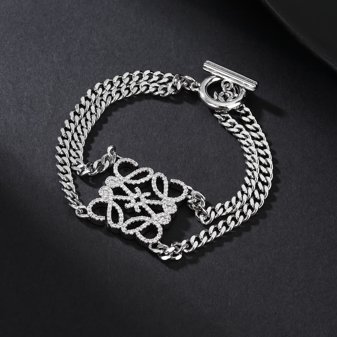Loewe Elegant Silver and Gold-Tone Diamond Accent Bracelets