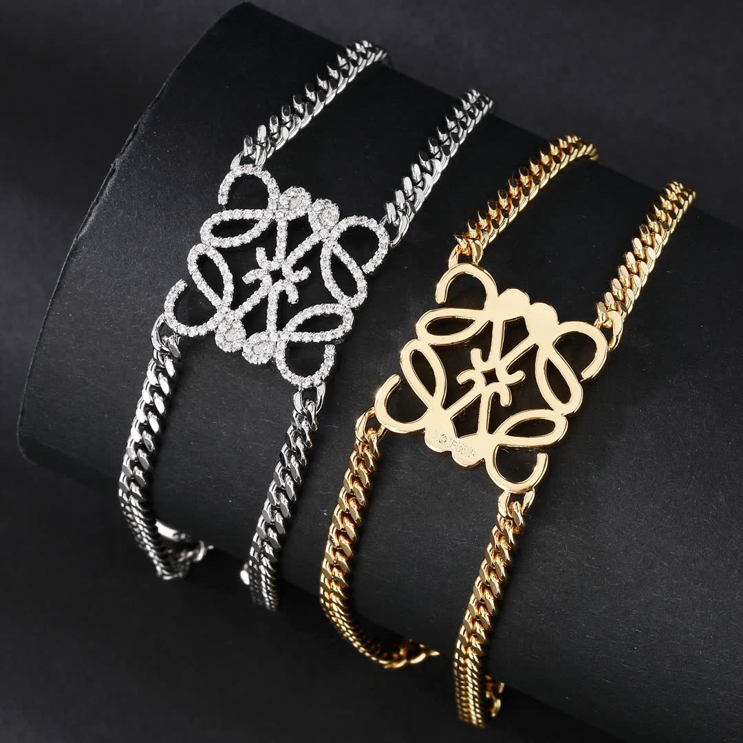 Loewe Elegant Silver and Gold-Tone Diamond Accent Bracelets