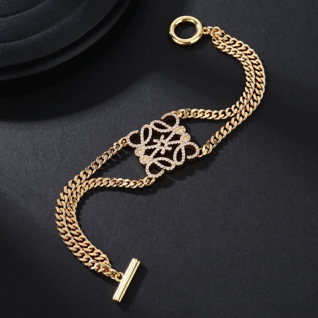 Loewe Elegant Silver and Gold-Tone Diamond Accent Bracelets