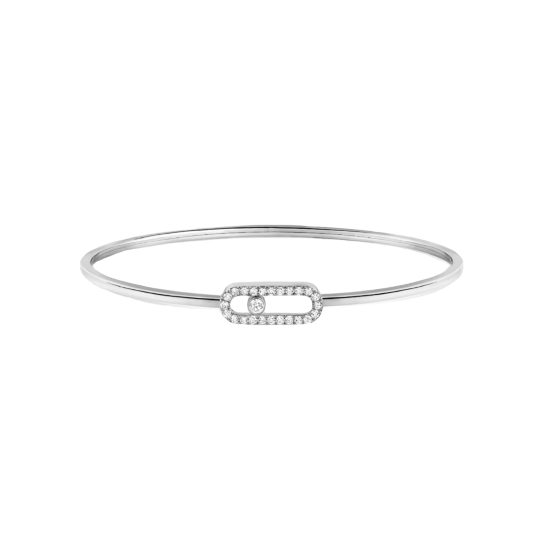 Messika Elegant Silver Bangle Bracelet with Diamond Accents