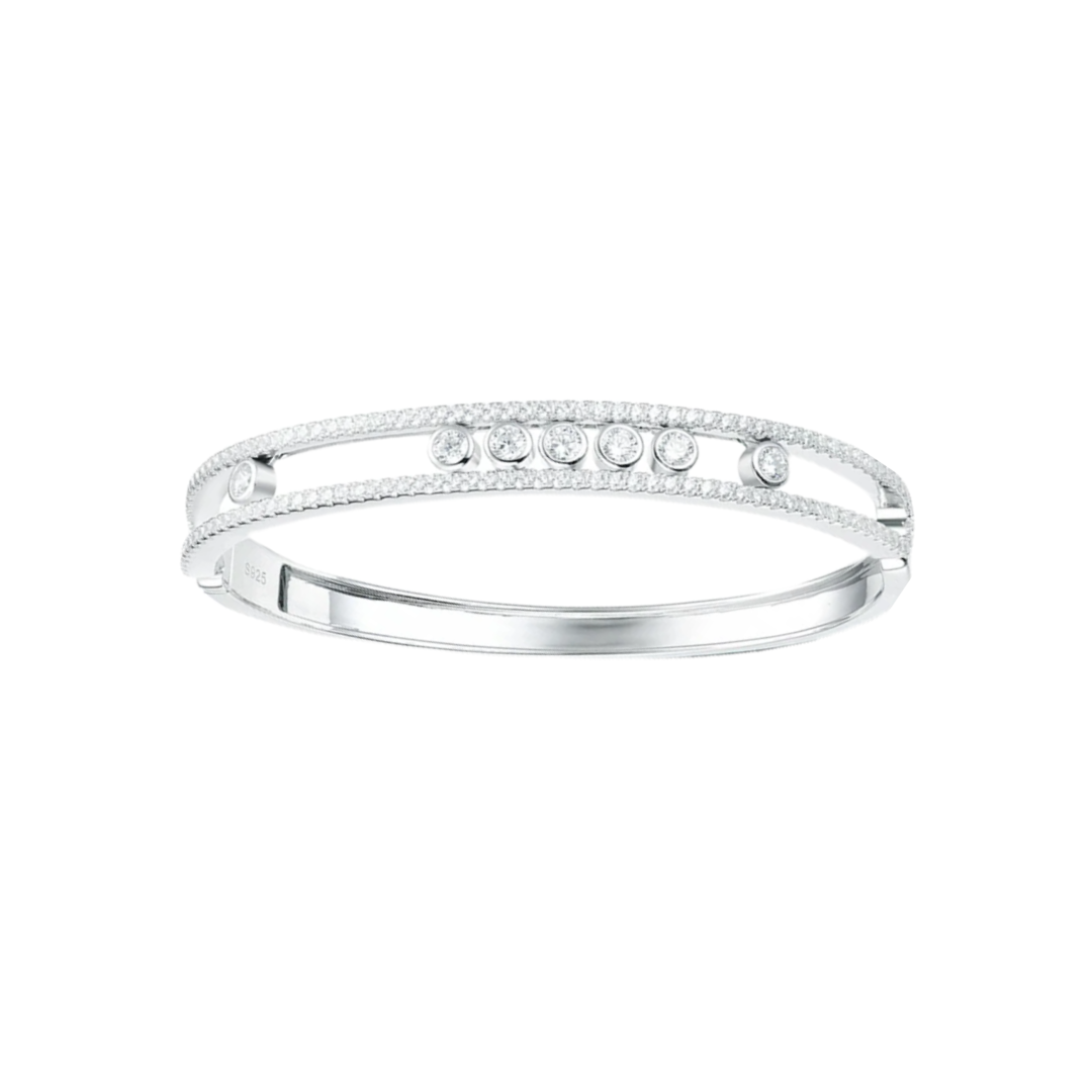 Messika Elegant Silver Diamond Bangle Bracelet
