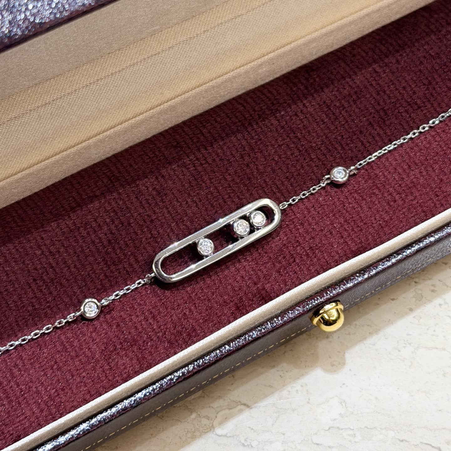Messika Elegant Silver Bracelet with Cubic Zirconia Stones