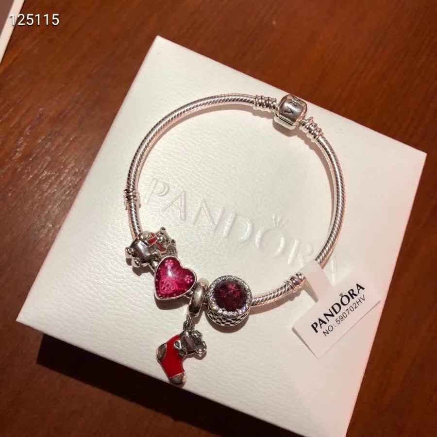 Pandora Silver Bracelet with Red Heart Charm