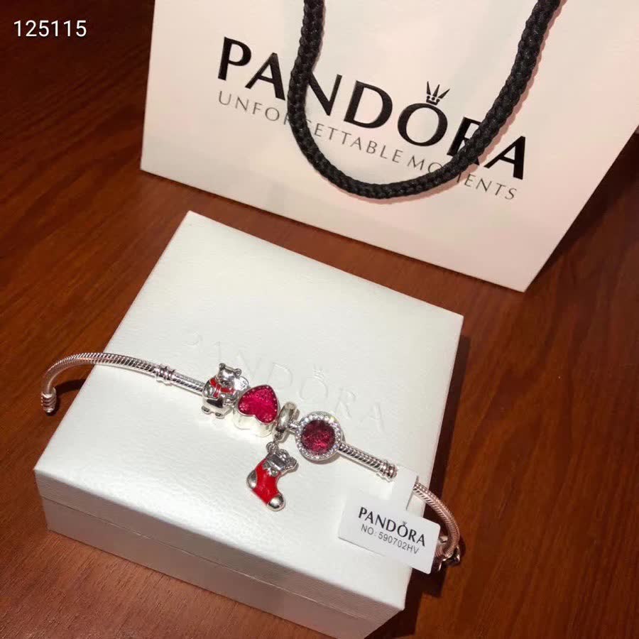Pandora Silver Bracelet with Red Heart Charm