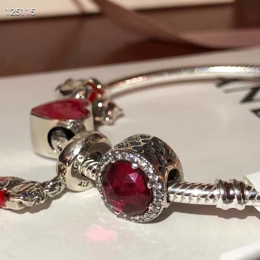 Pandora Silver Bracelet with Red Heart Charm
