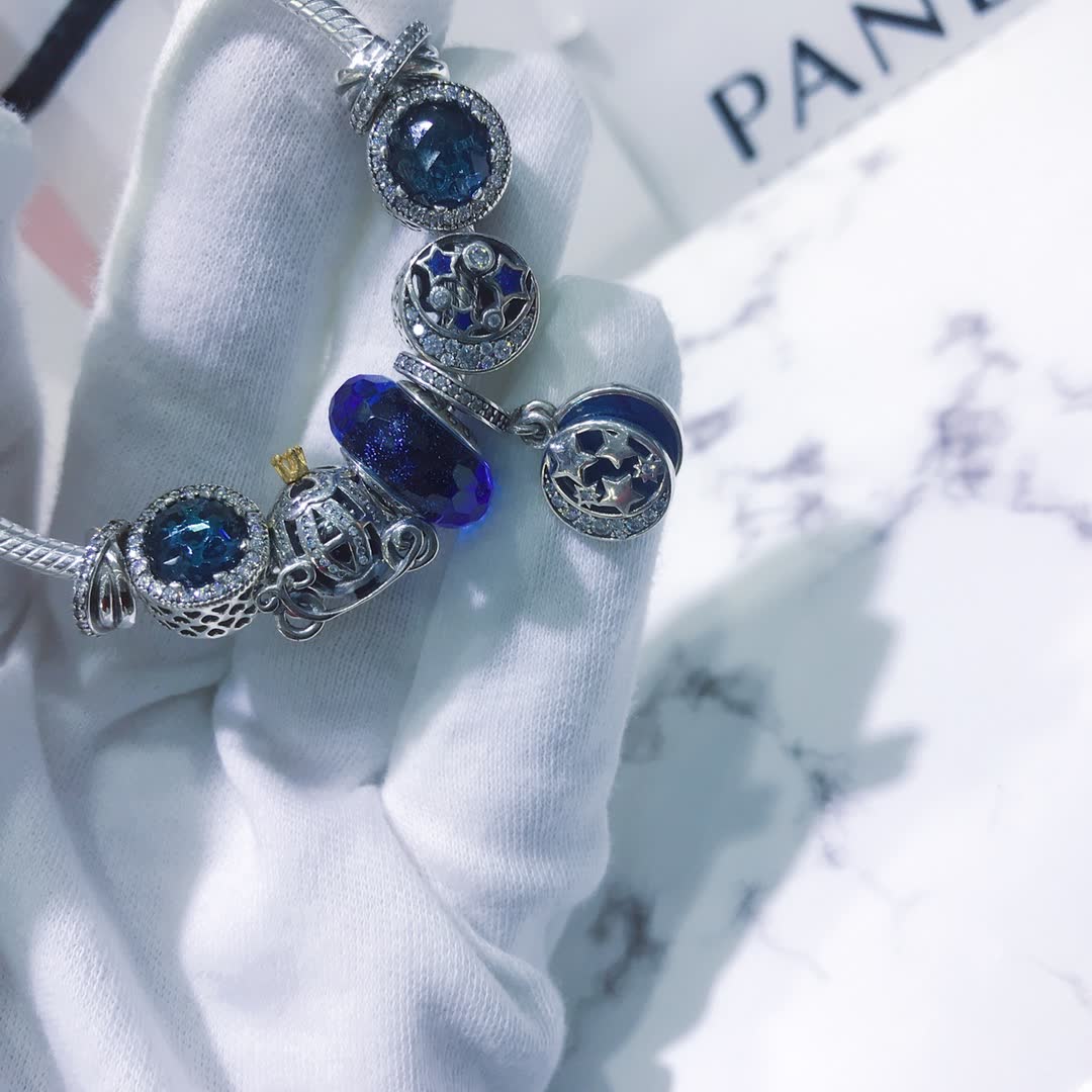 Pandora Silver Bracelet with Blue Charms