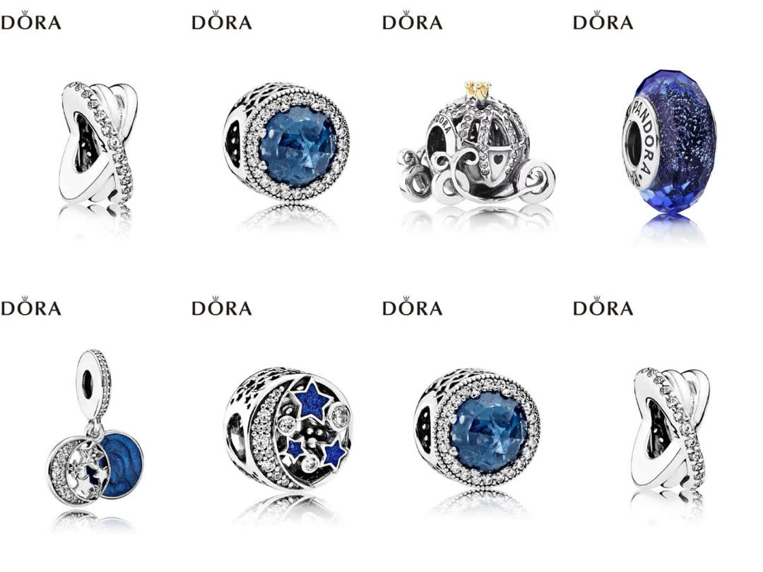 Pandora Silver Bracelet with Blue Charms