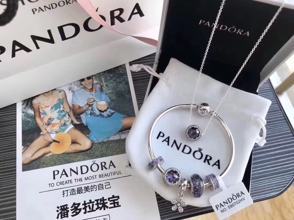 Pandora Silver Bracelet with Blue Stones and Snowflake Charm