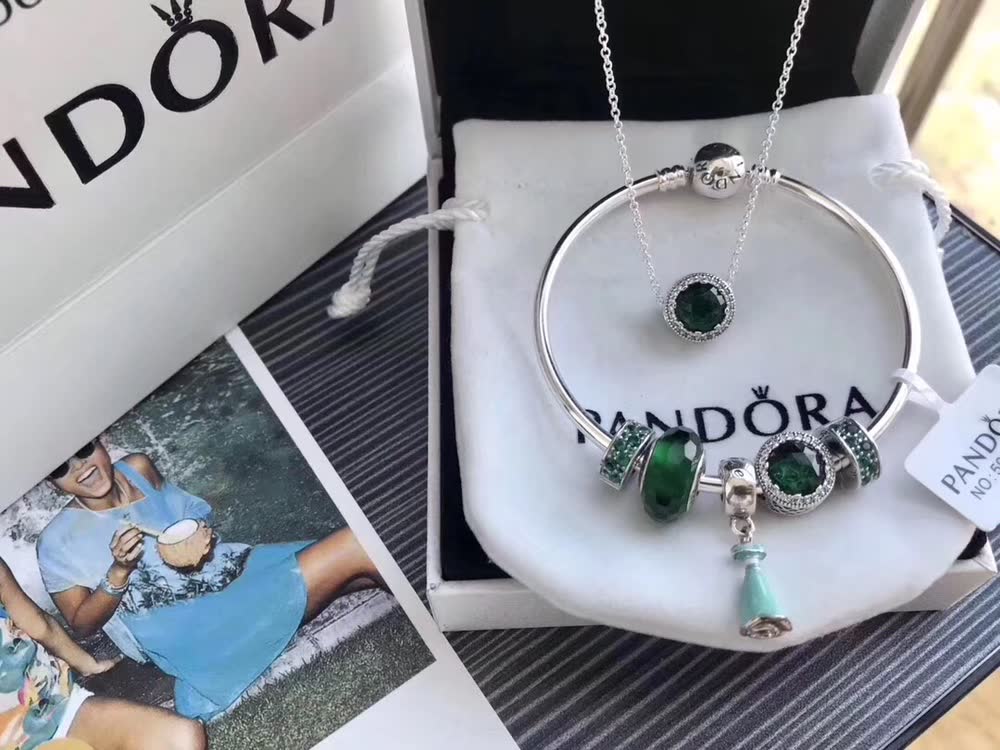 Pandora Silver Bracelet with Blue Stones and Snowflake Charm