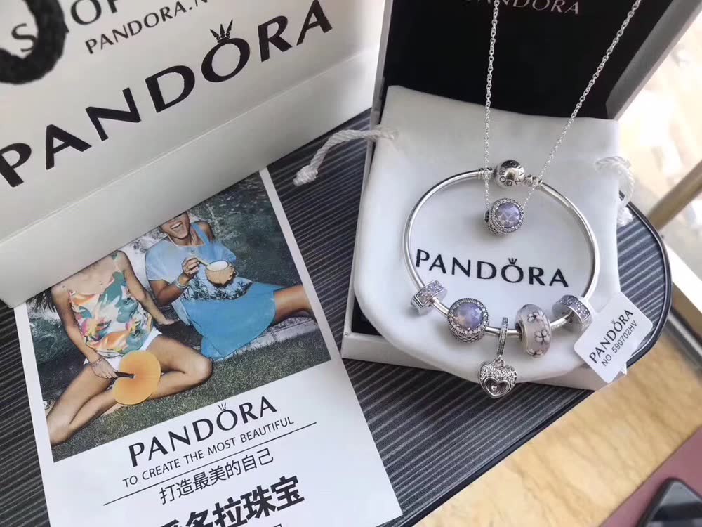 Pandora Silver Bracelet with Blue Stones and Snowflake Charm