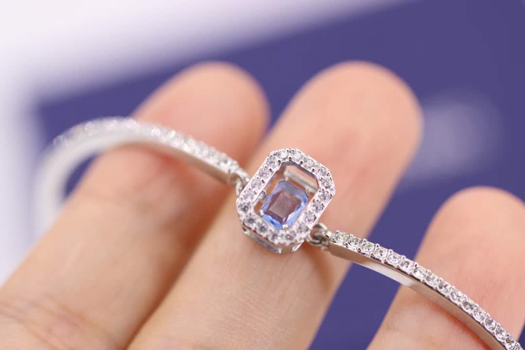 Swarovski Crystal Bracelet with Blue Zirconia and Diamond Accents