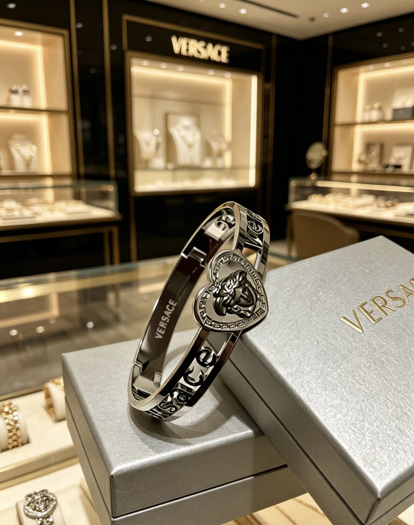 Versace Silver Medusa Heart Bracelet