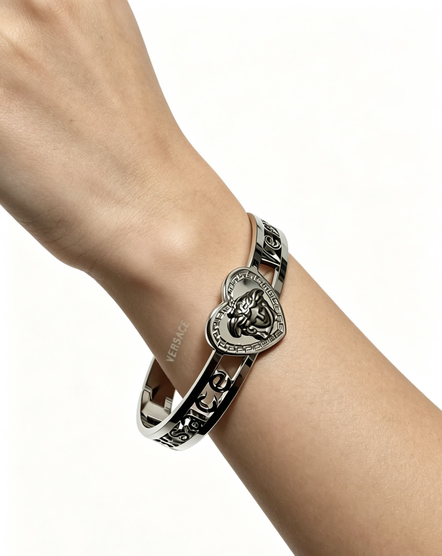 Versace Silver Medusa Heart Bracelet