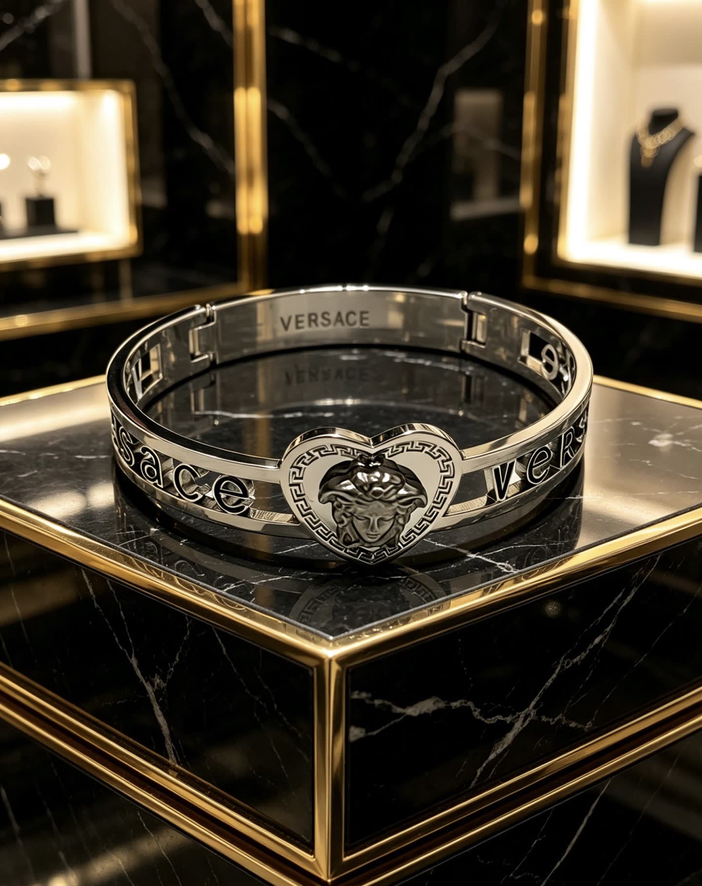 Versace Silver Medusa Heart Bracelet