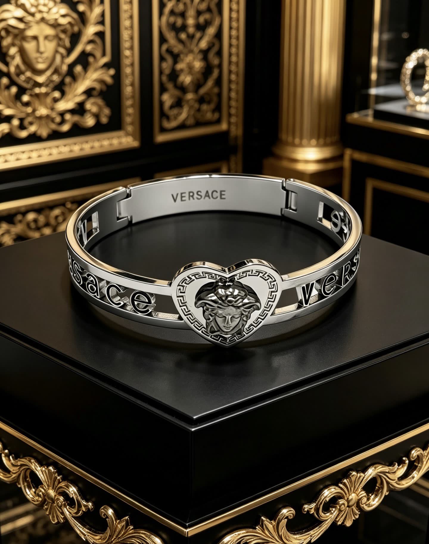 Versace Silver Medusa Heart Bracelet