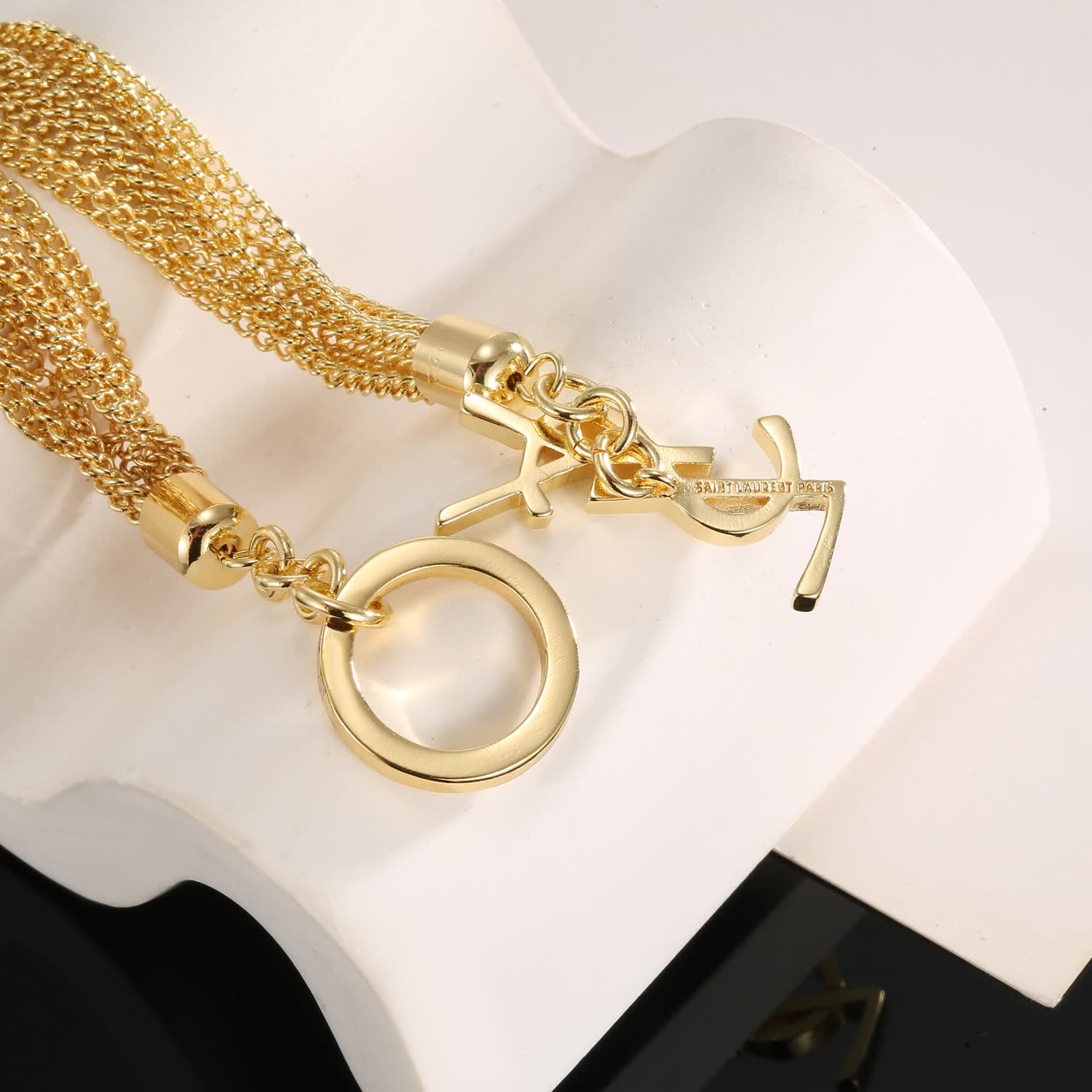 YSL Yves Saint Laurent Gold Tone Multi-Chain Bracelet