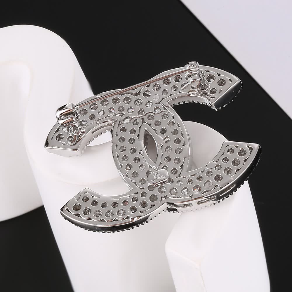 Chanel CC Logo Diamond Brooch
