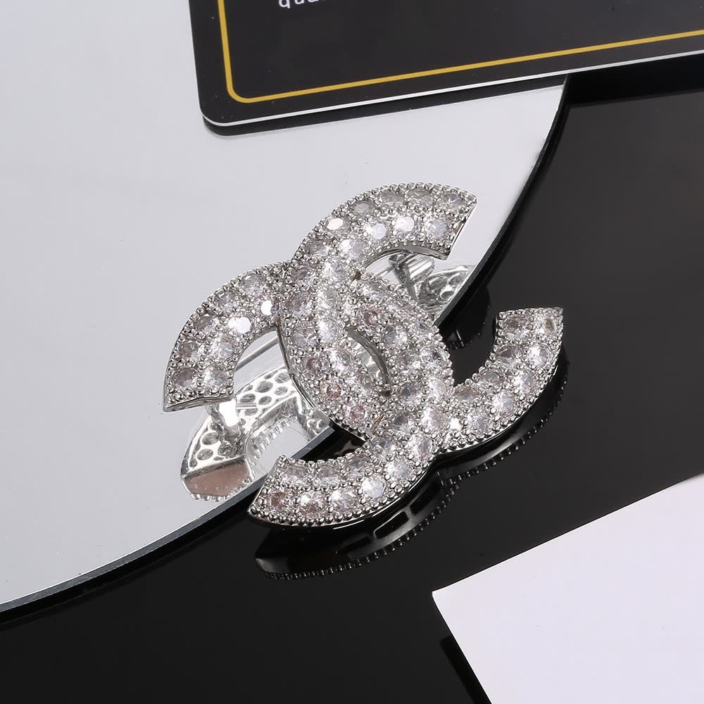 Chanel CC Logo Diamond Brooch
