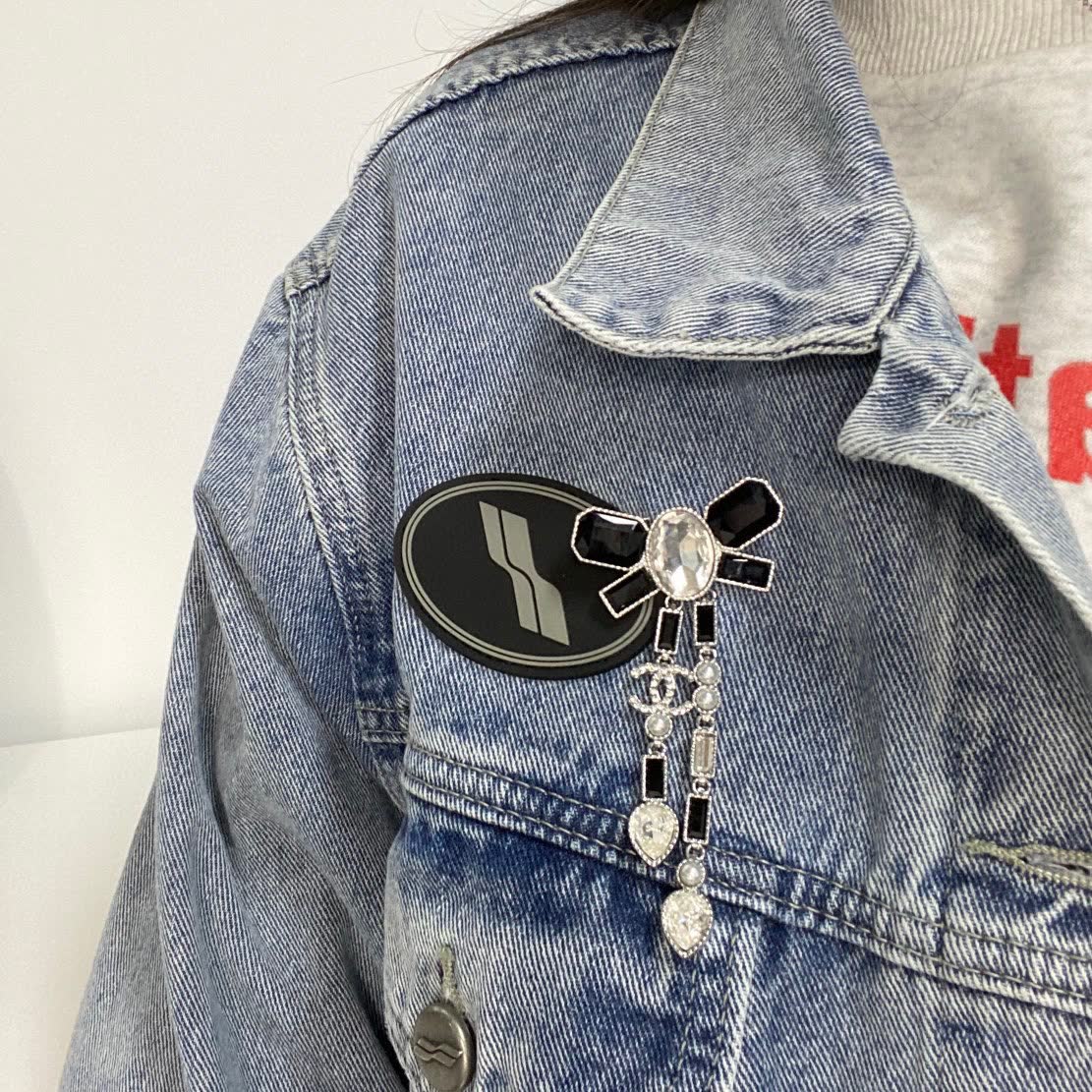 Chanel Crystal Brooch with Black Rhinestones