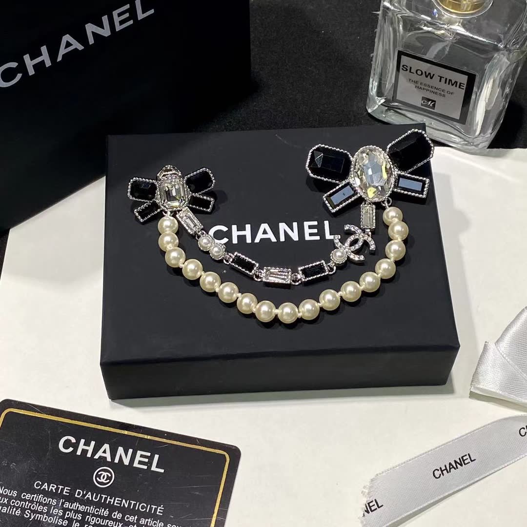 Chanel Pearl and Rhinestone Brooch