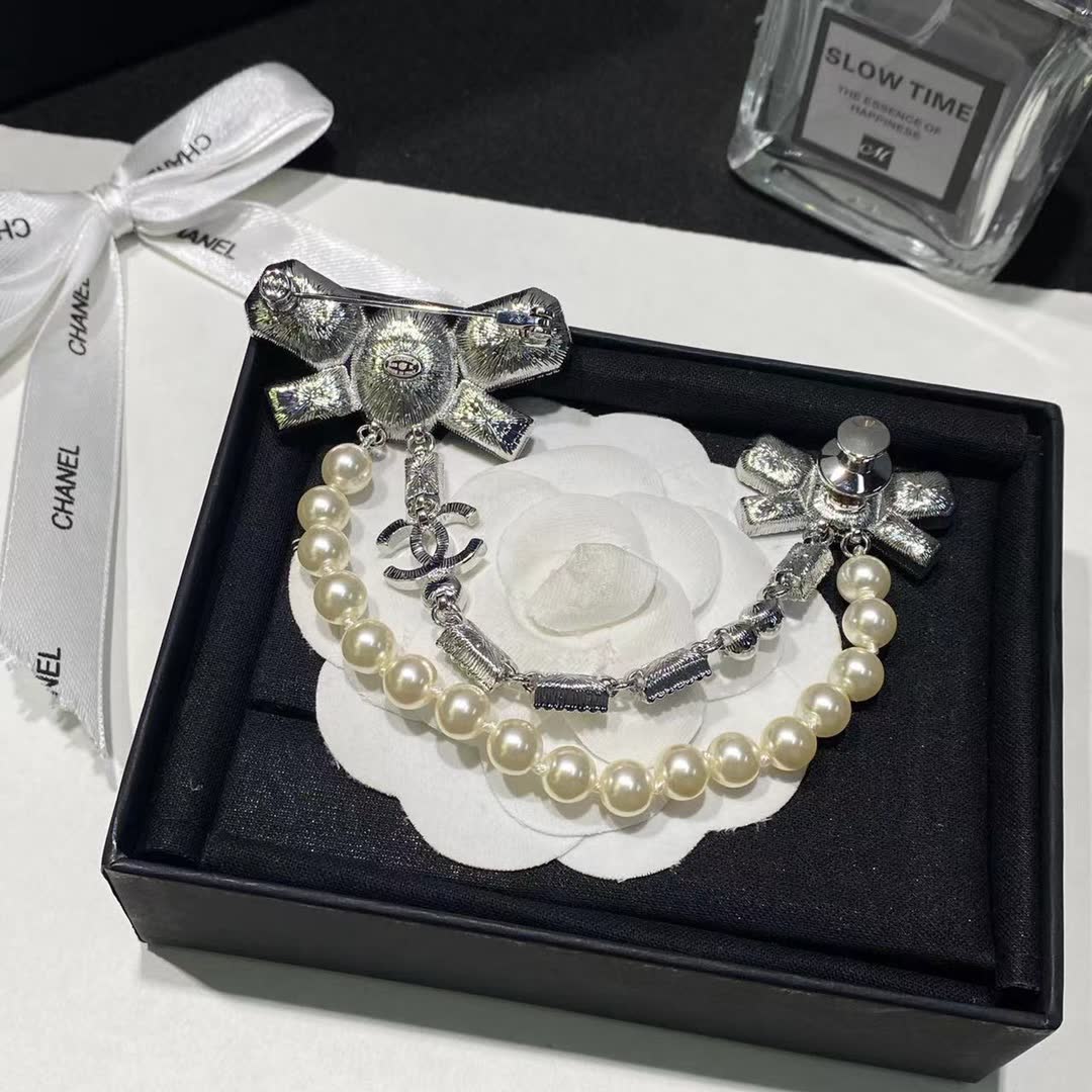 Chanel Pearl and Rhinestone Brooch