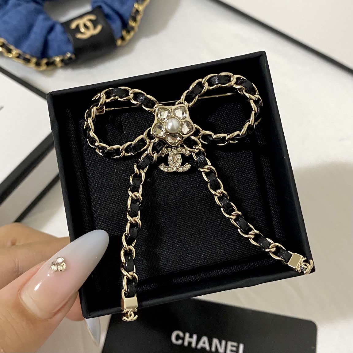 Chanel Chain Bow Brooch