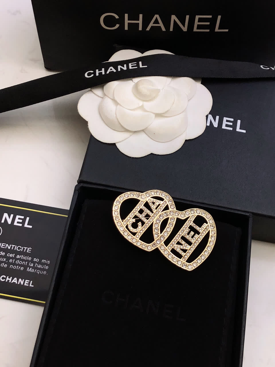 Chanel Double Heart Brooch