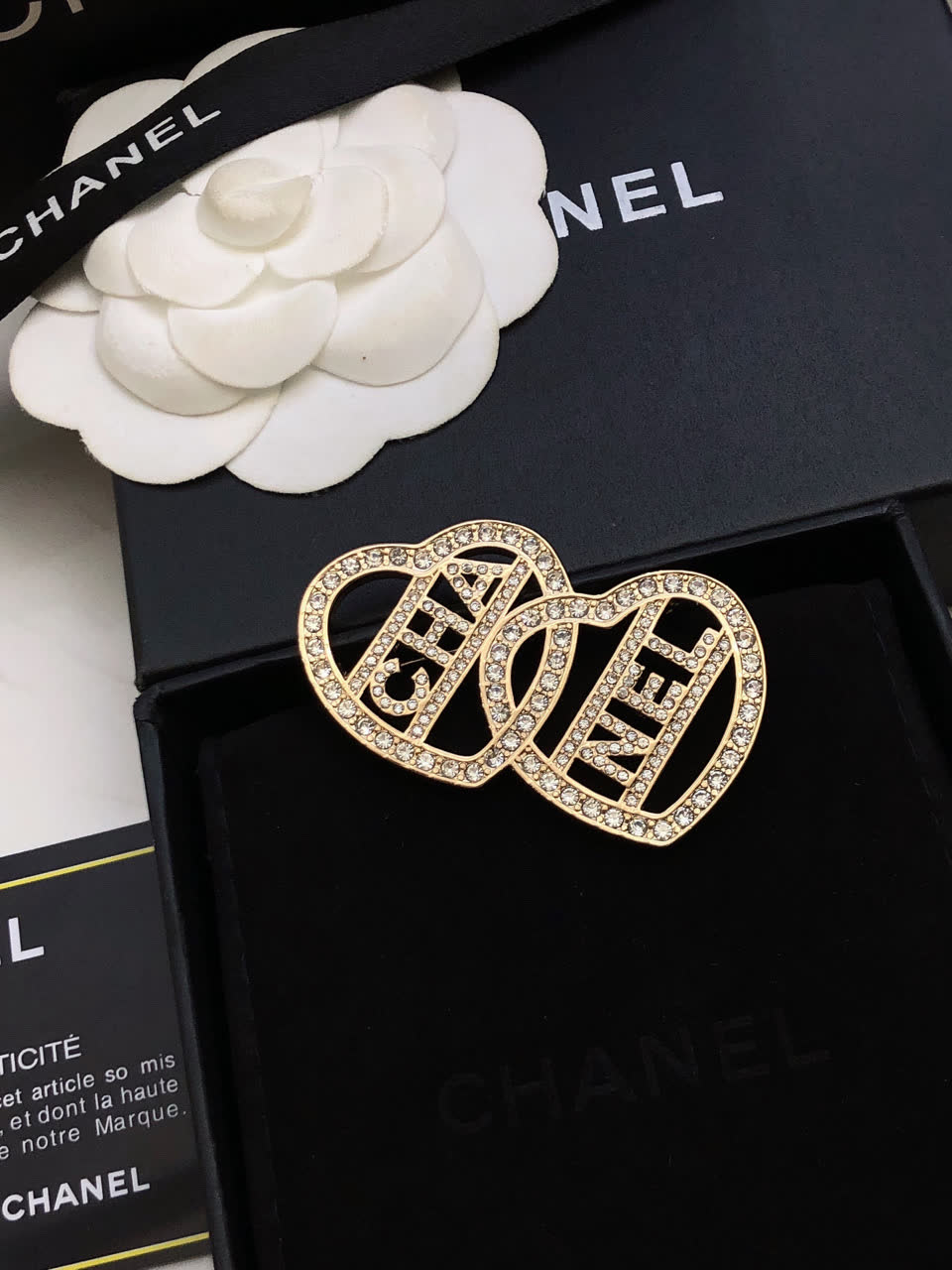 Chanel Double Heart Brooch