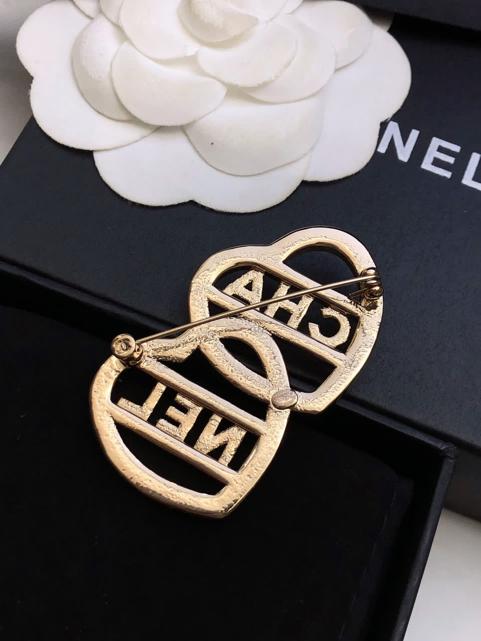 Chanel Double Heart Brooch