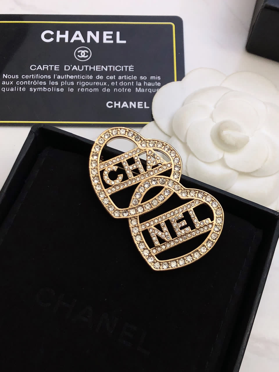 Chanel Double Heart Brooch
