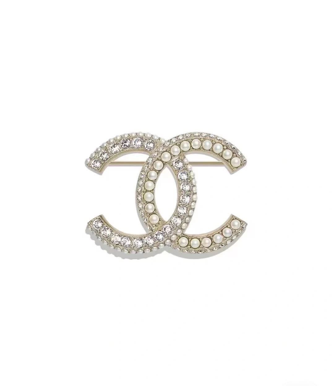 Chanel CC Logo Brooch with Pearls and Crystals
