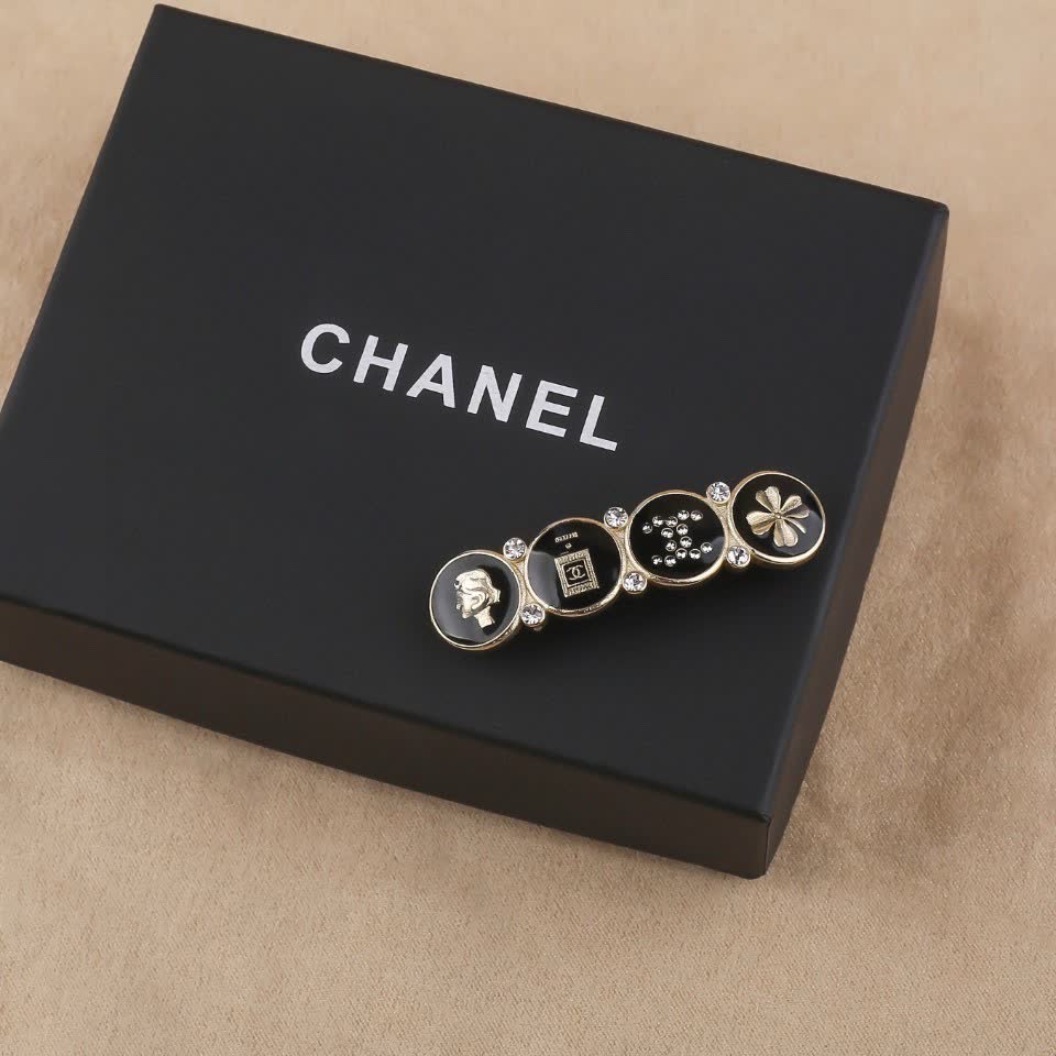 Chanel Black Enamel Crystal Brooch