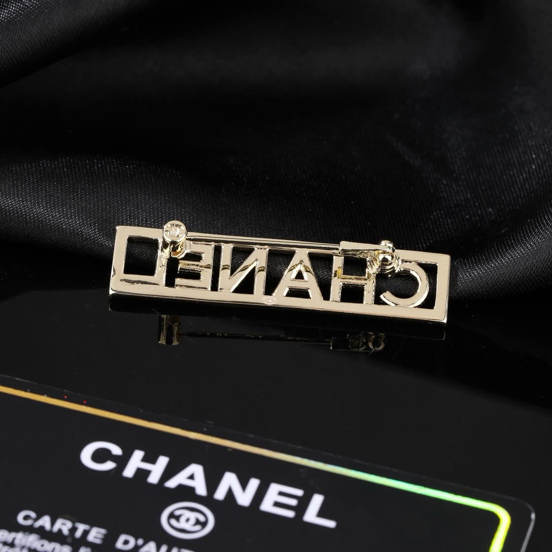 Chanel Crystal Logo Brooch