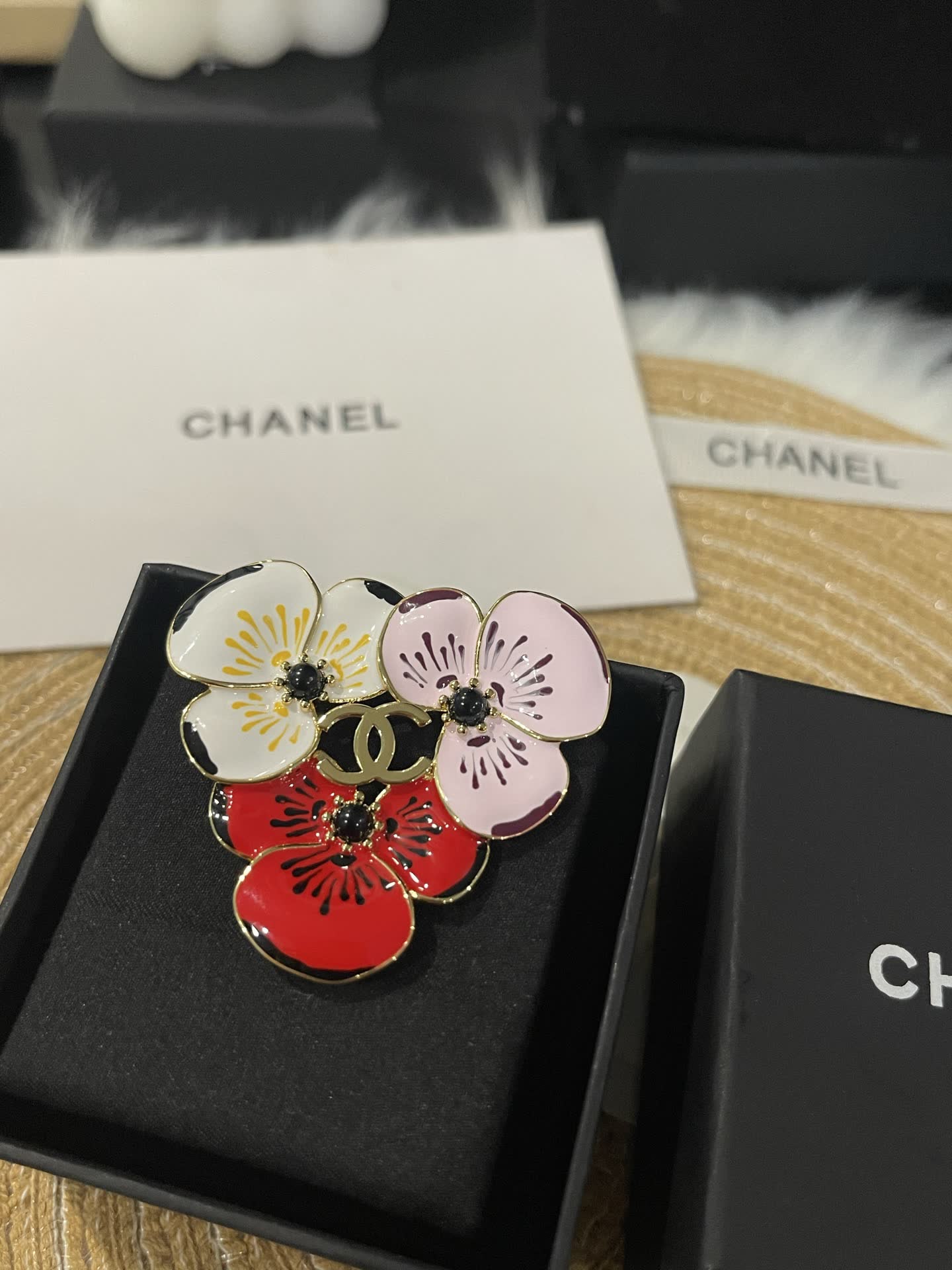 Chanel Multicolored Flower Brooch