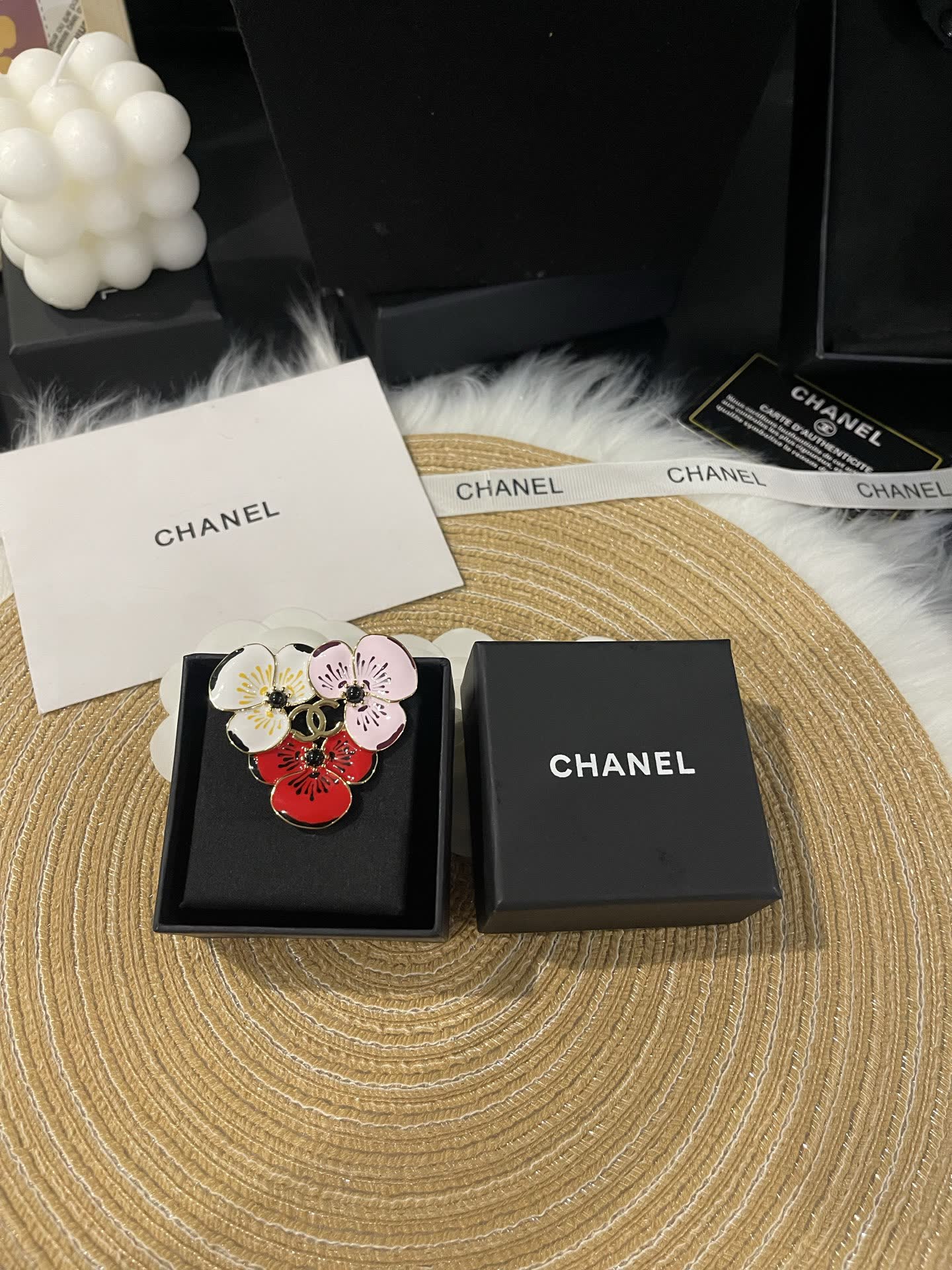 Chanel Multicolored Flower Brooch