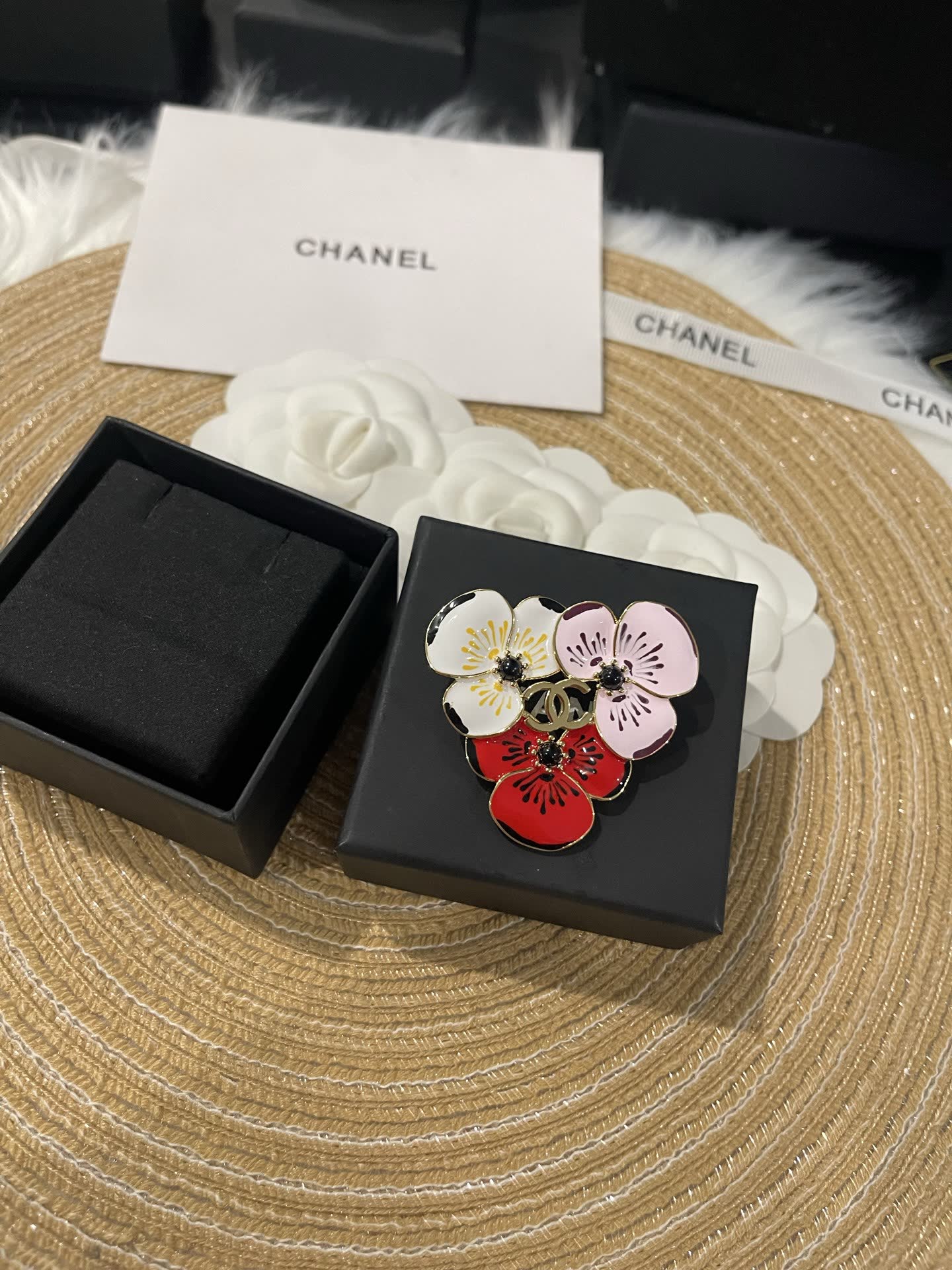 Chanel Multicolored Flower Brooch