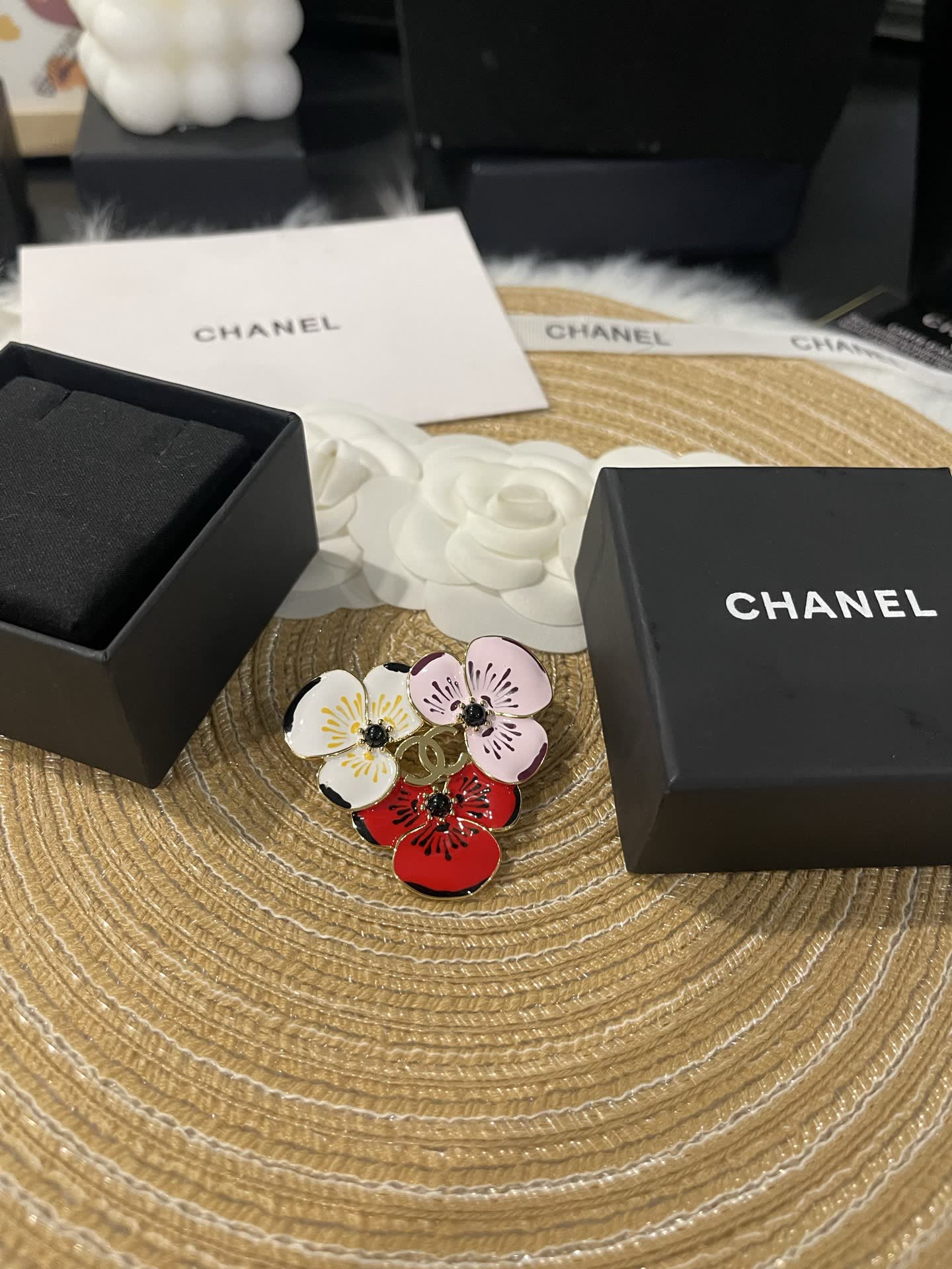 Chanel Multicolored Flower Brooch